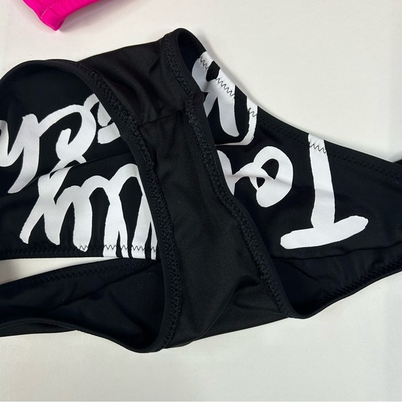 Y2K Victorias Secret Bikini Set Size XS Totally Beachin Sequins Black Pink #1196 - Picture 5 of 11